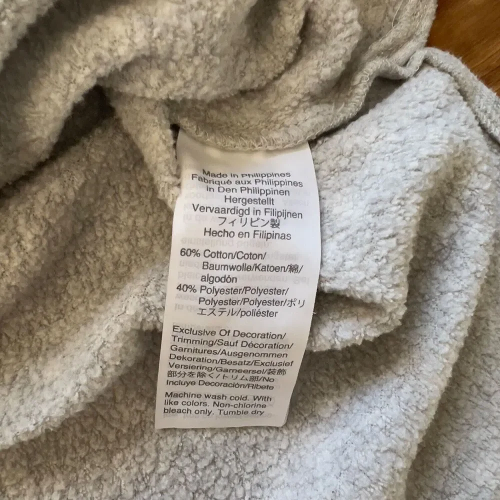 J.Crew Tunic Sweatshirt Size S Heather Gray Wide Button-Collar Cloudspun Fleece